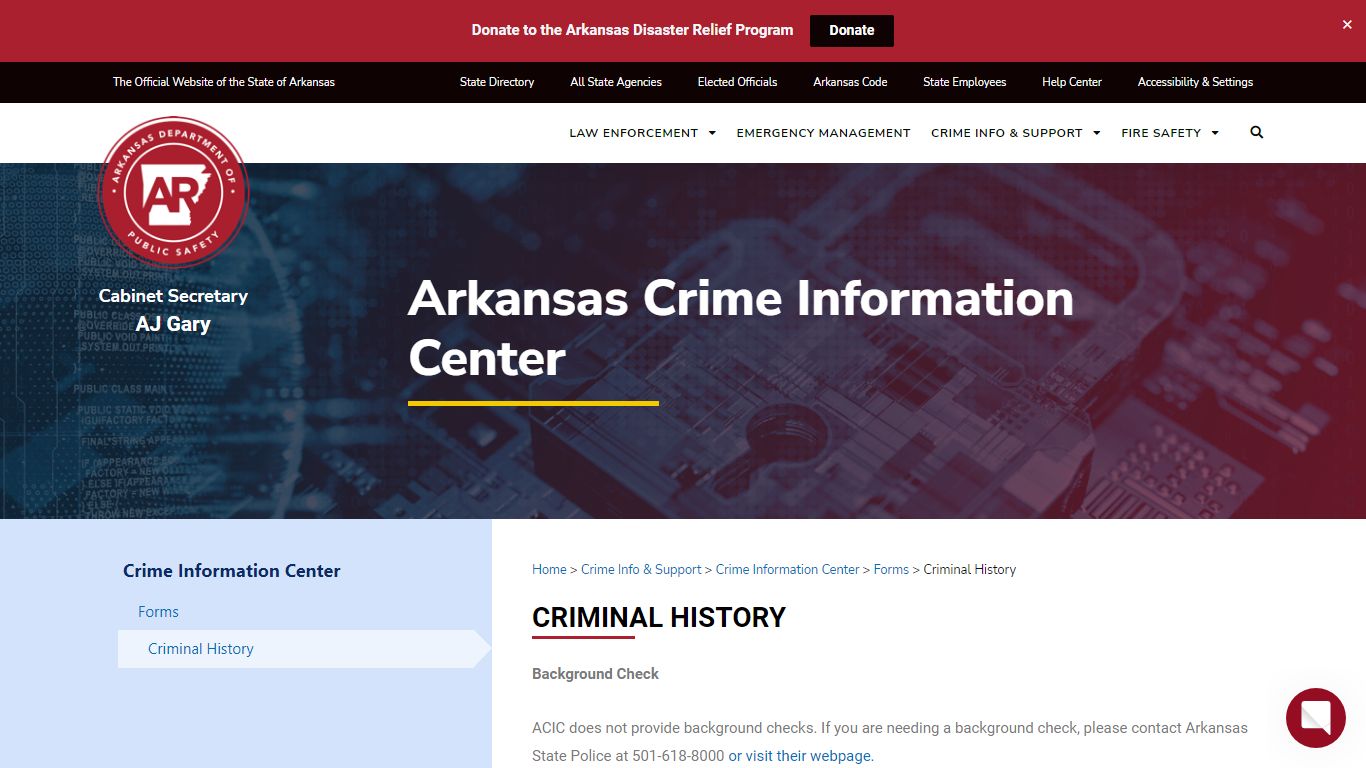 Criminal History - Arkansas Department of Public Safety